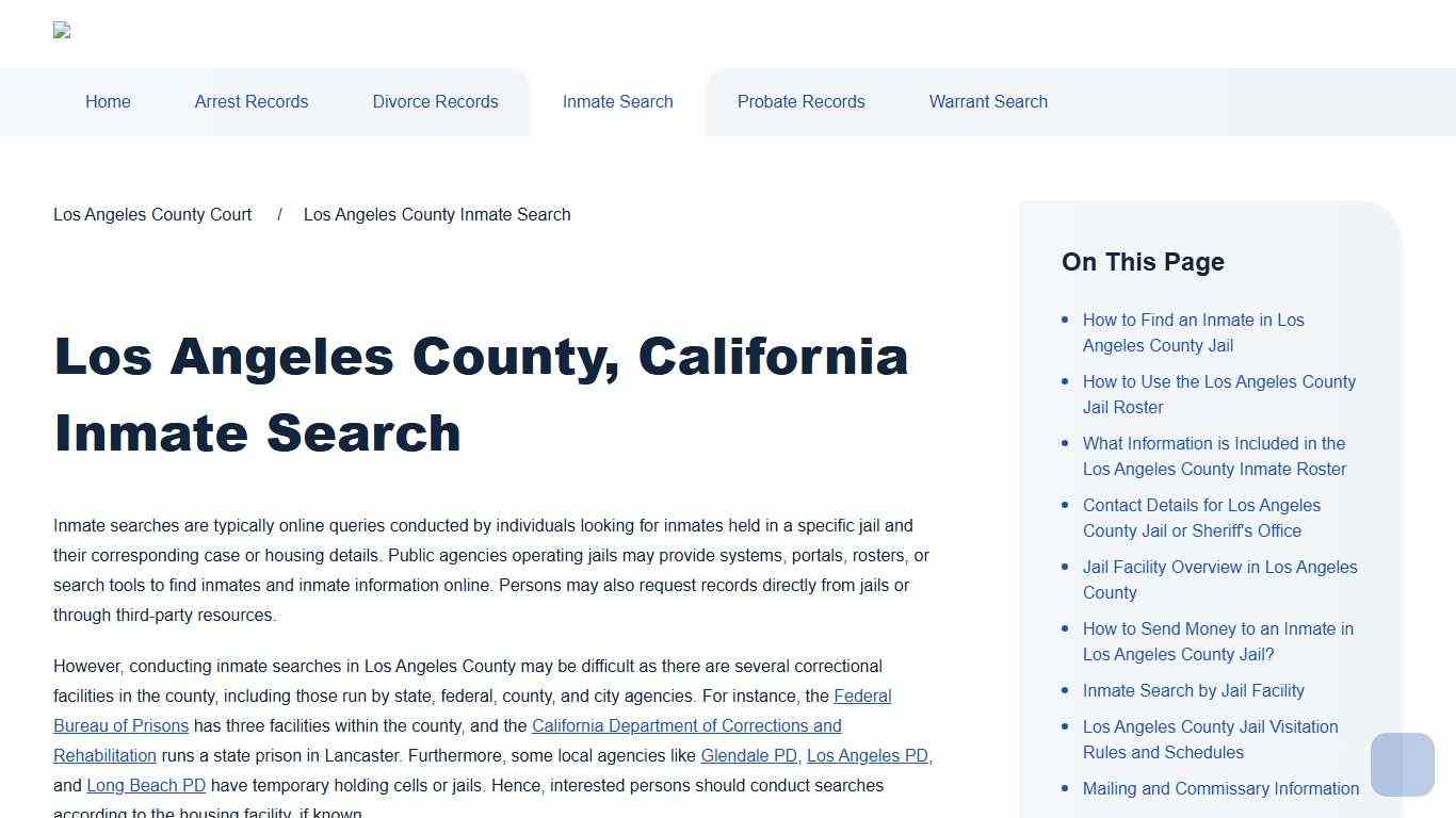 Los Angeles County Inmate Search Los Angeles County Court